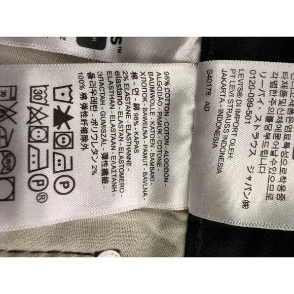 Levi 522 Slim Shorts Mens 30" Black Cutoff NWT - Picture 10 of 11